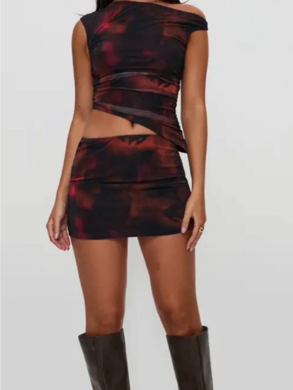 Princess Polly Black & Red Tie-Dye Mini Dress